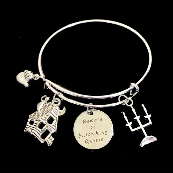 Beware Of The Hitchhiking Ghosts Charm Bracelet Halloween - Picture 1 of 6